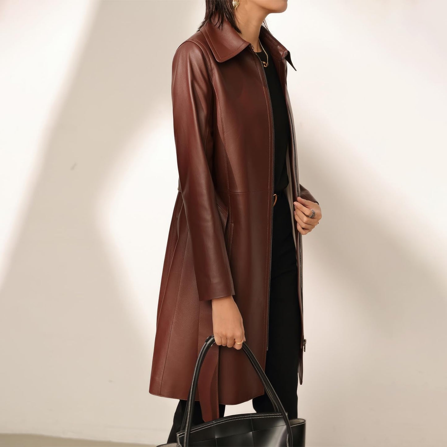Elevate Elegance: Women’s White Sheepskin Pleated Neckline Coat - Casual Luxury, Korean Chic, Stylishly Belted
