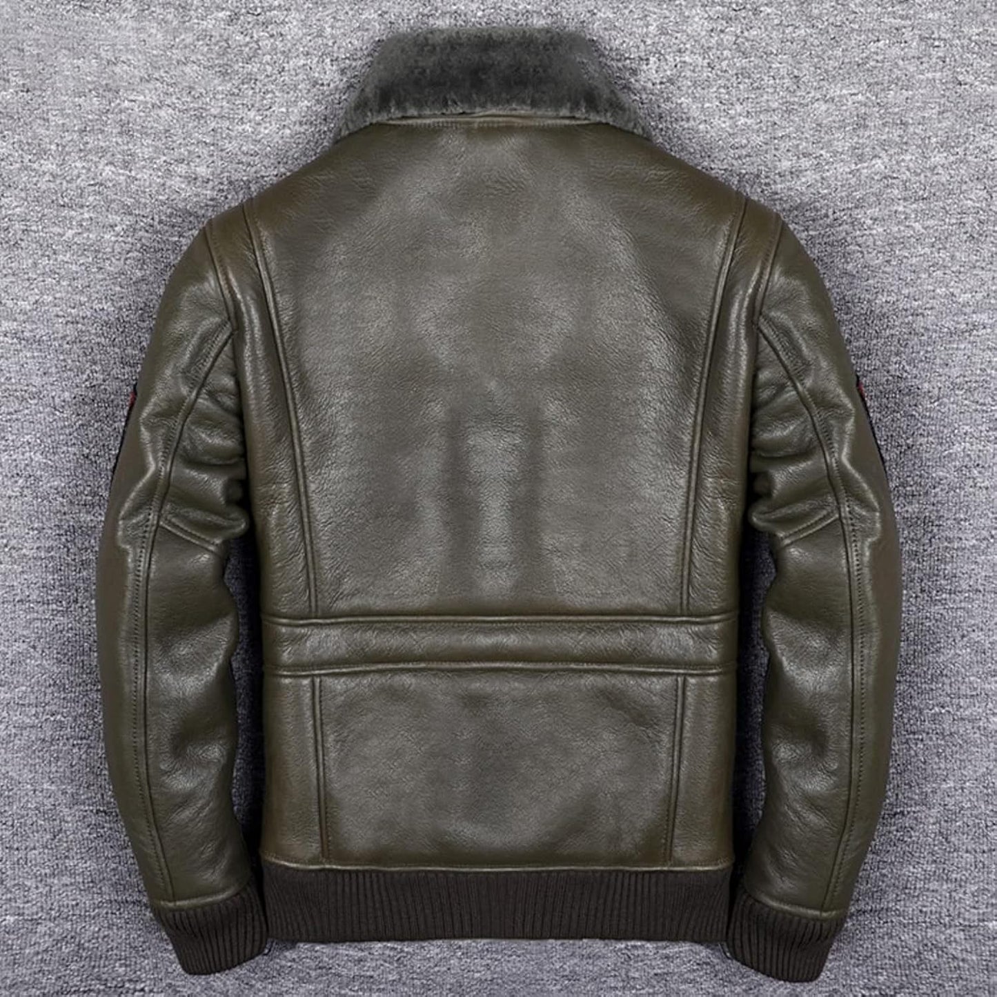 Men's Green A2 Aviator Shearling Jacket: Military Style with Warm Faux Fur Lining for Winter Fashion and Comfort