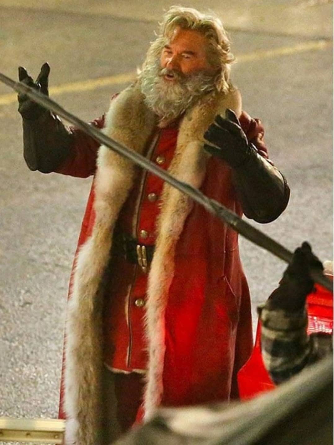 Handmade Santa Claus Leather Trench Coat Christmas Chronicles Kurt Russell Santa Clause Long Trench Coat Cosplay Coat,Costume