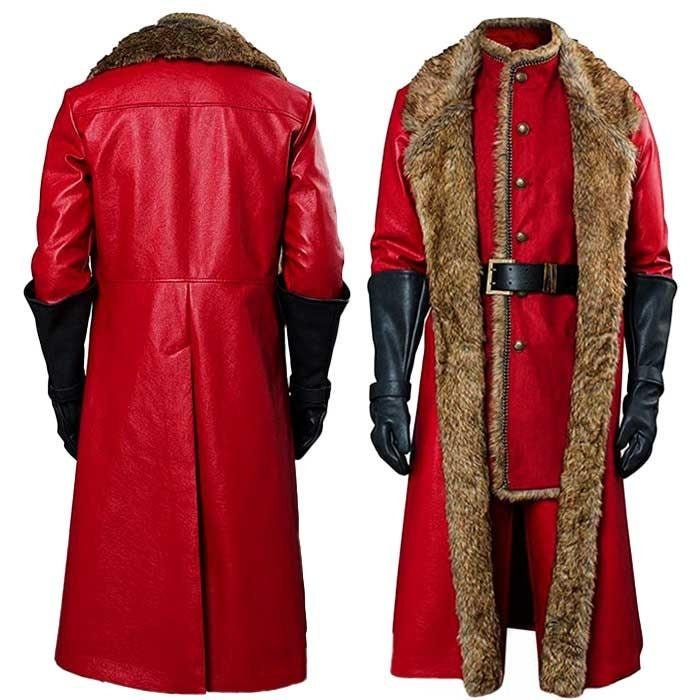 Handmade Santa Claus Leather Coat The Christmas Chronicles 2 Kurt Russell Santa Suit Coat |Leather coats for men