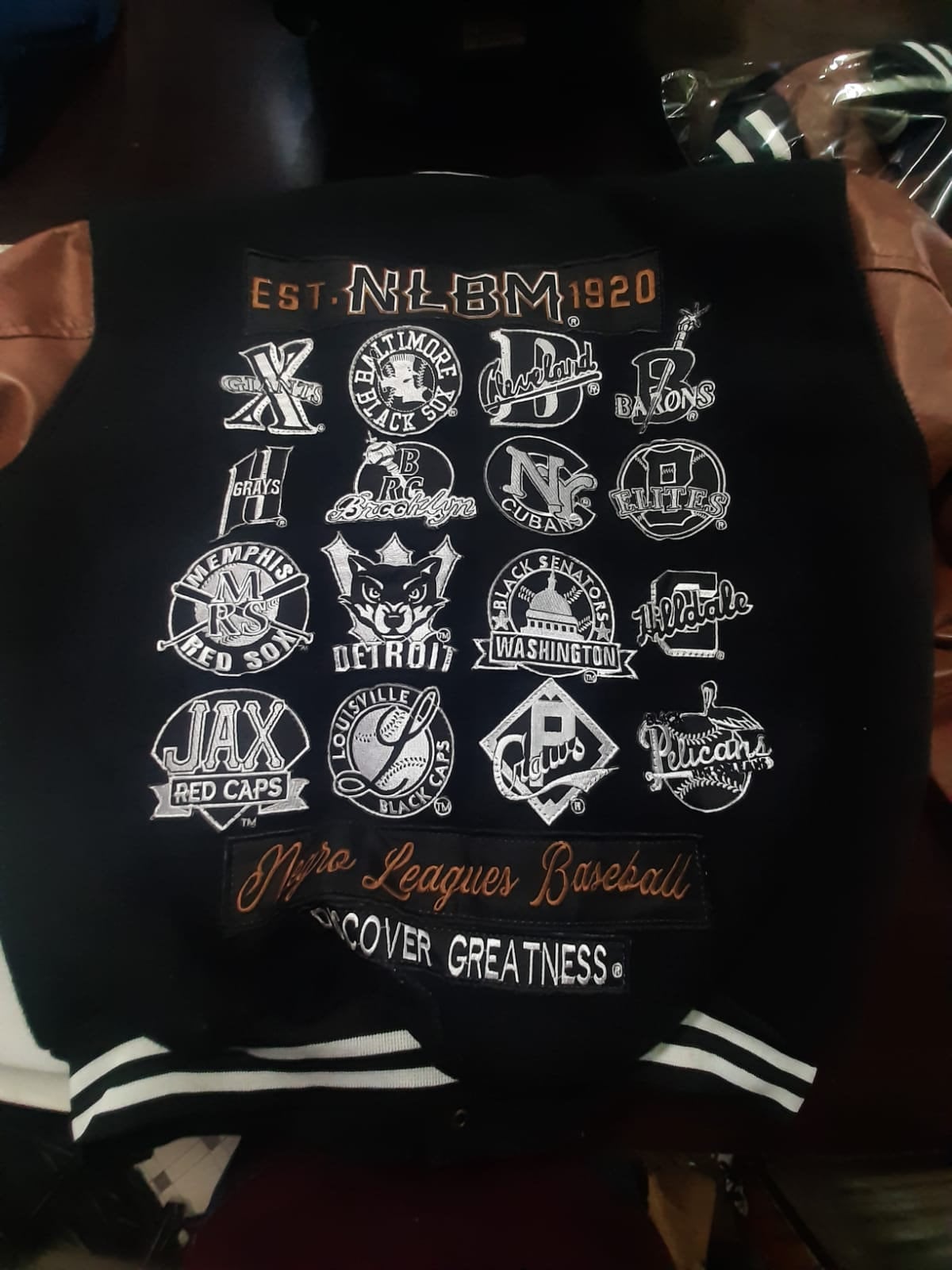 Negro League Baseball S9 Black Varsity Bomber Jacket