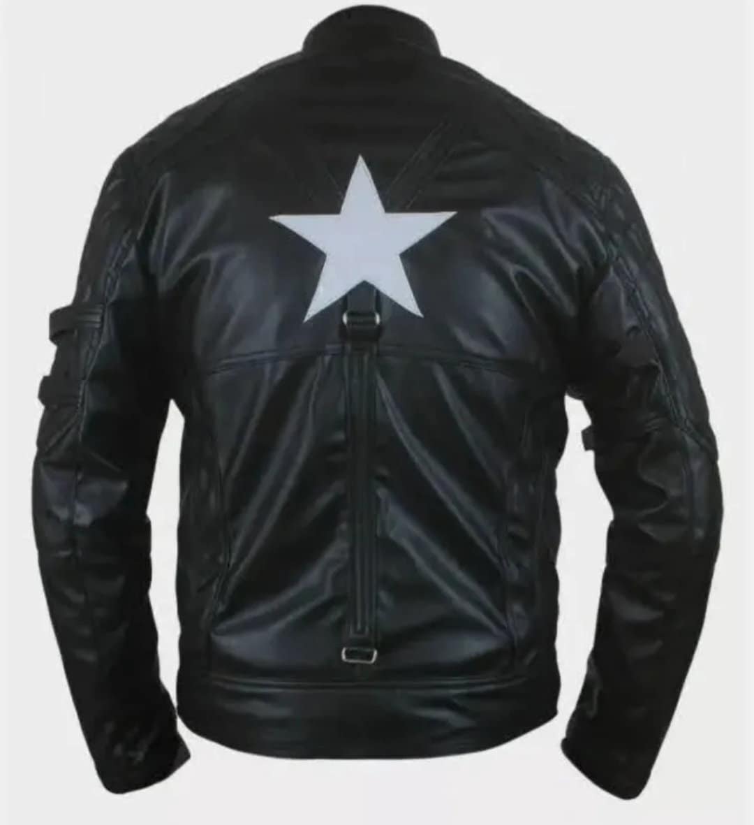 Black Genuine Leather Captain America Biker Jacket