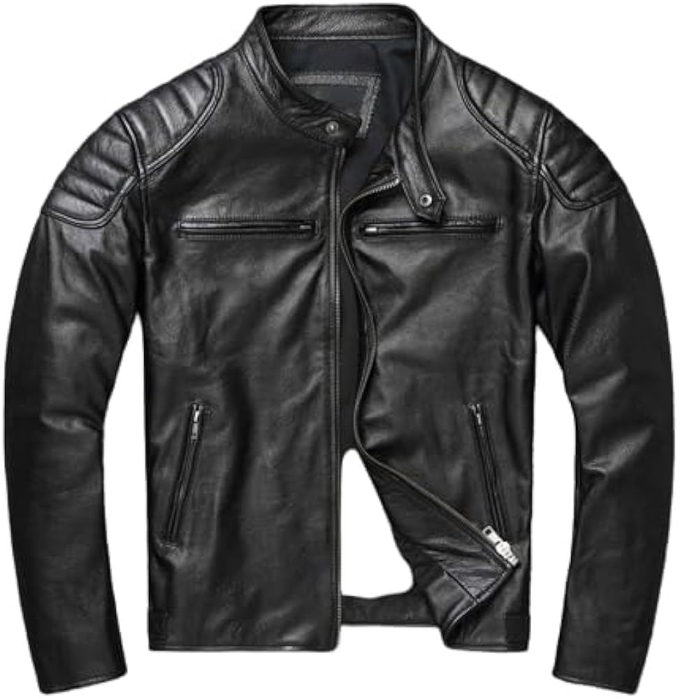 Real Black\Brown - Cowhide Genuine Leather Jacket Men Motorcycle