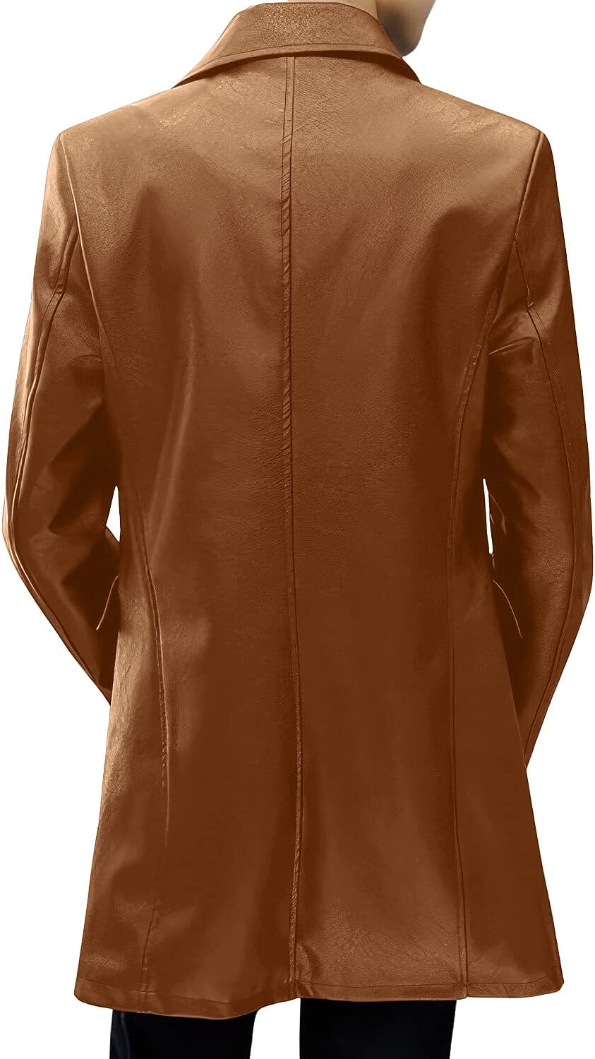 Brown Sheepskin Moto Trench: Classic England Style for Casual Elegance - Men's Genuine Leather Rider Coat