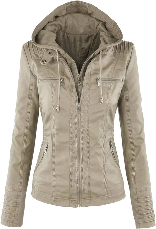 Apricot Elegance: Women’s Genuine Sheepskin Racer Jacket – Chic, Sporty, and Luxurious. Perfect for Casual or Moto Style.