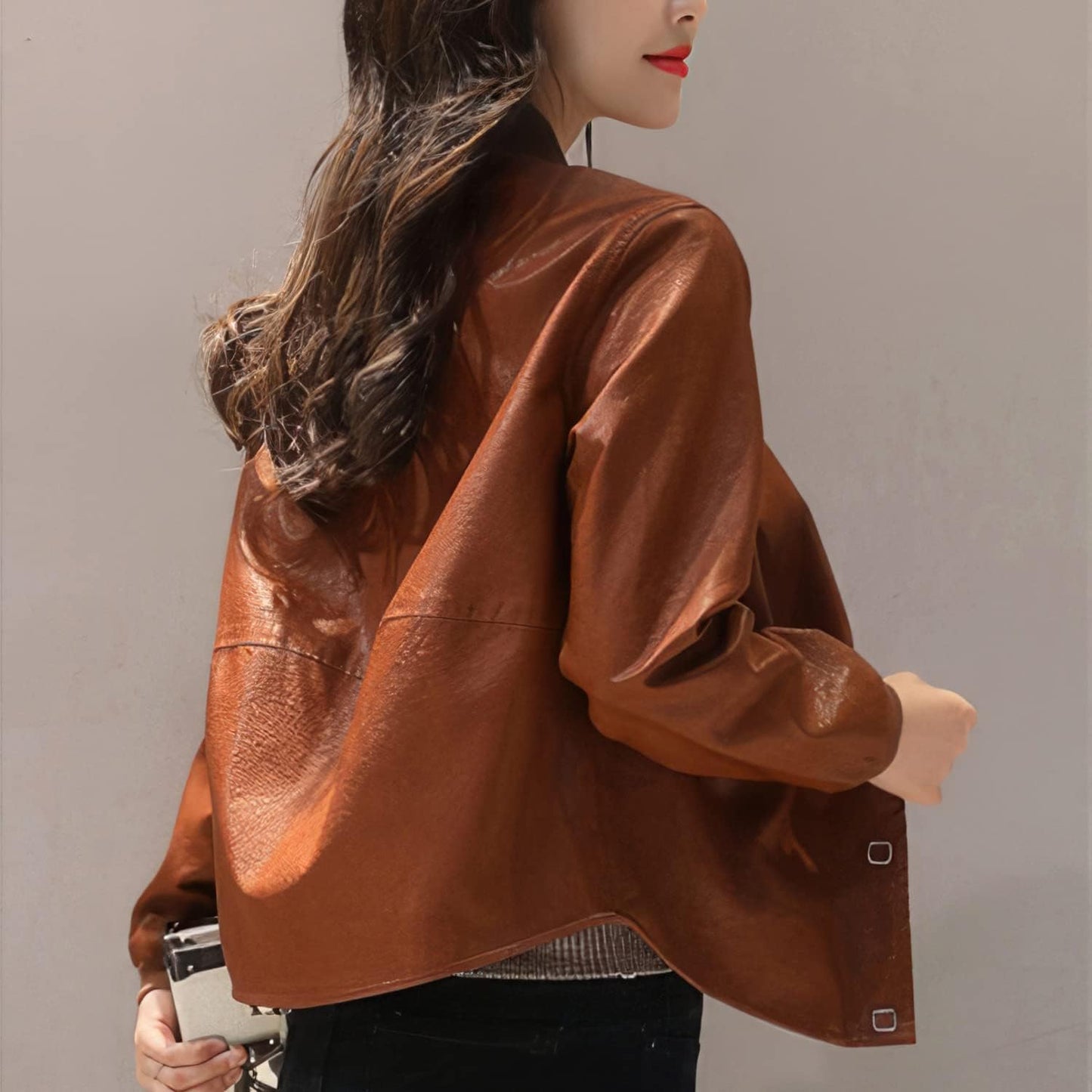 Rev up your style with our Women’s Biker Tan Brown Distressed Genuine Sheepskin Retro Motorcycle Rider Jacket