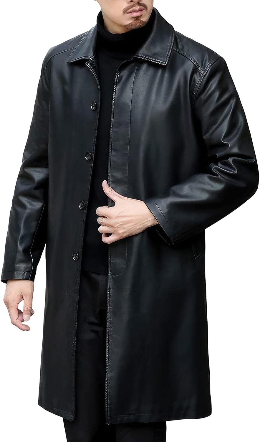 Stay warm in style with our Men’s Black Genuine Sheepskin Long Winter Coat – a fashionable blend of comfort