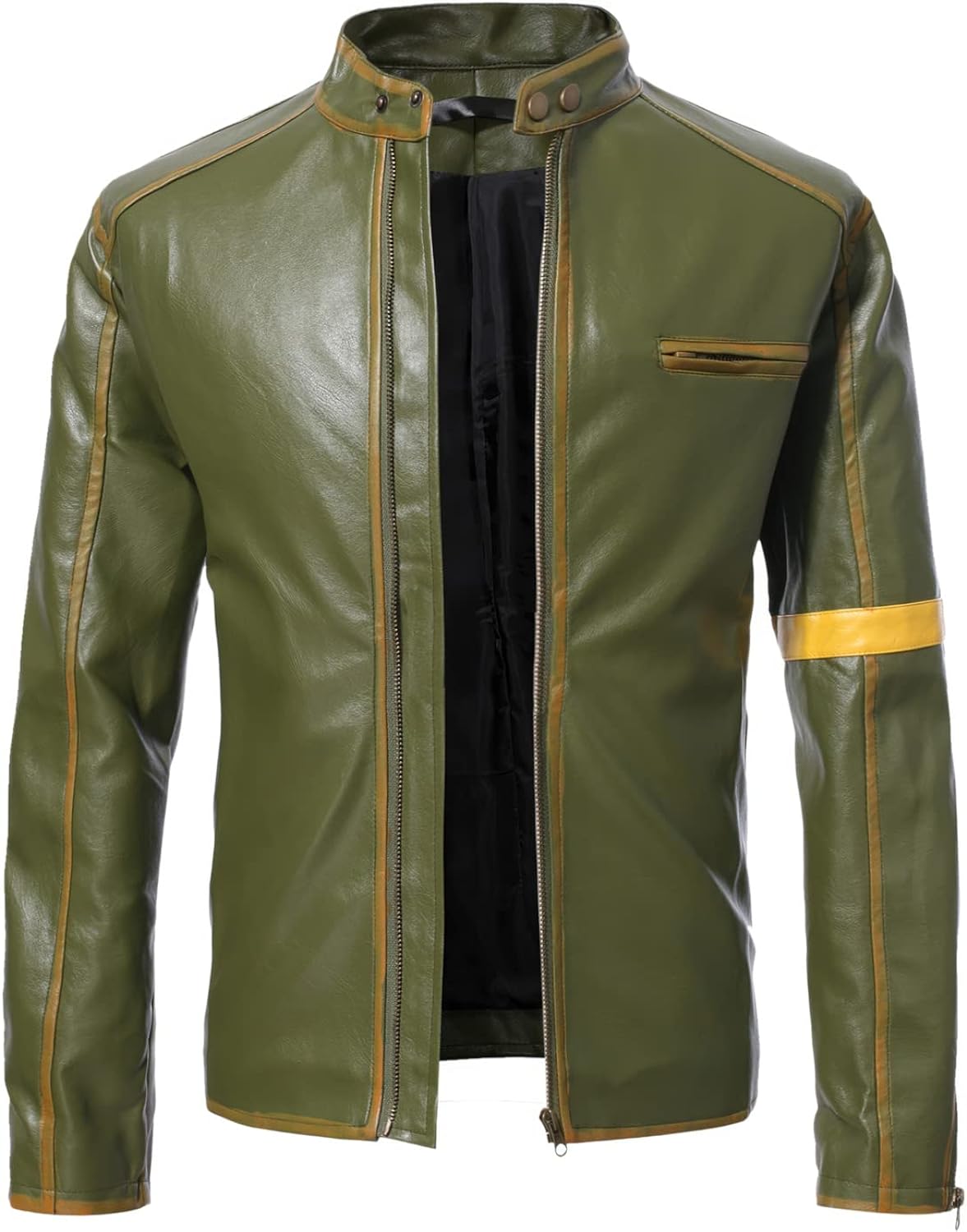 Men’s Green Genuine Sheepskin Café Racer: Vintage Appeal, Timeless Style