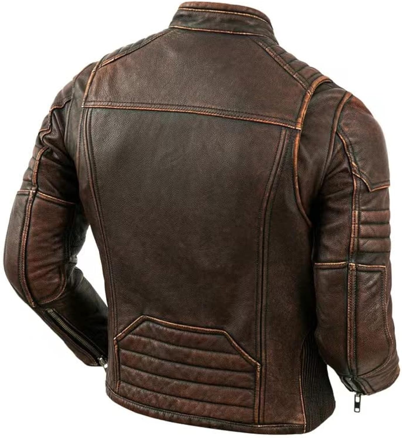 Chic cowhide jackets: Vintage bomber, fall motorcycle, and racer styles for racing enthusiasts.