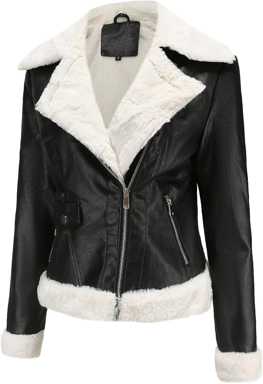 Black Sheepskin Sherpa Shearling Jacket: Winter Warmth Meets Classic Elegance for the Office Lady