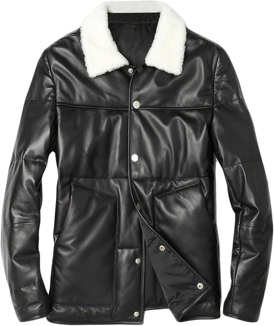 Command Winter Style: Men’s A2 Aviator Black Genuine Sheepskin Shearling Jacket - Ultimate Warmth, Air Force Elegance