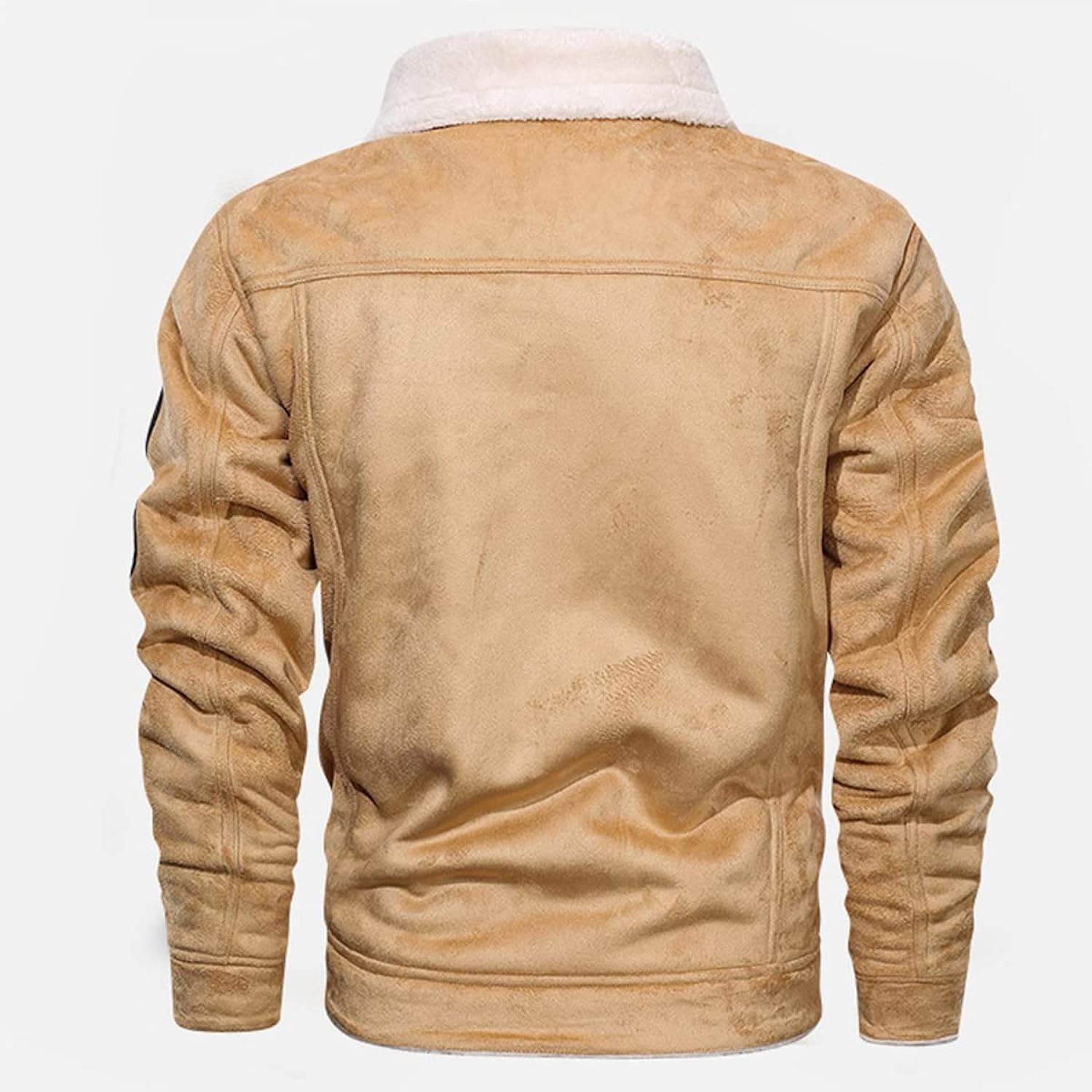 Bronze Biker: Men's Genuine Suede Airforce Sherpa Shearling Motorcycle Jacket - Warm, Casual, and Classic Style