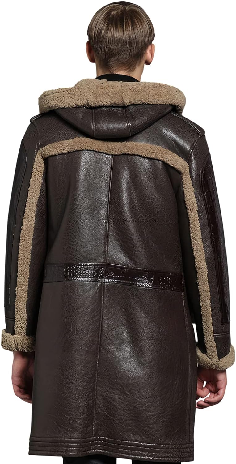 Luxury in Layers: Genuine Sheepskin Leather with Cozy Sherpa Lining and Hood - Elevate Your Winter Wardrobe!