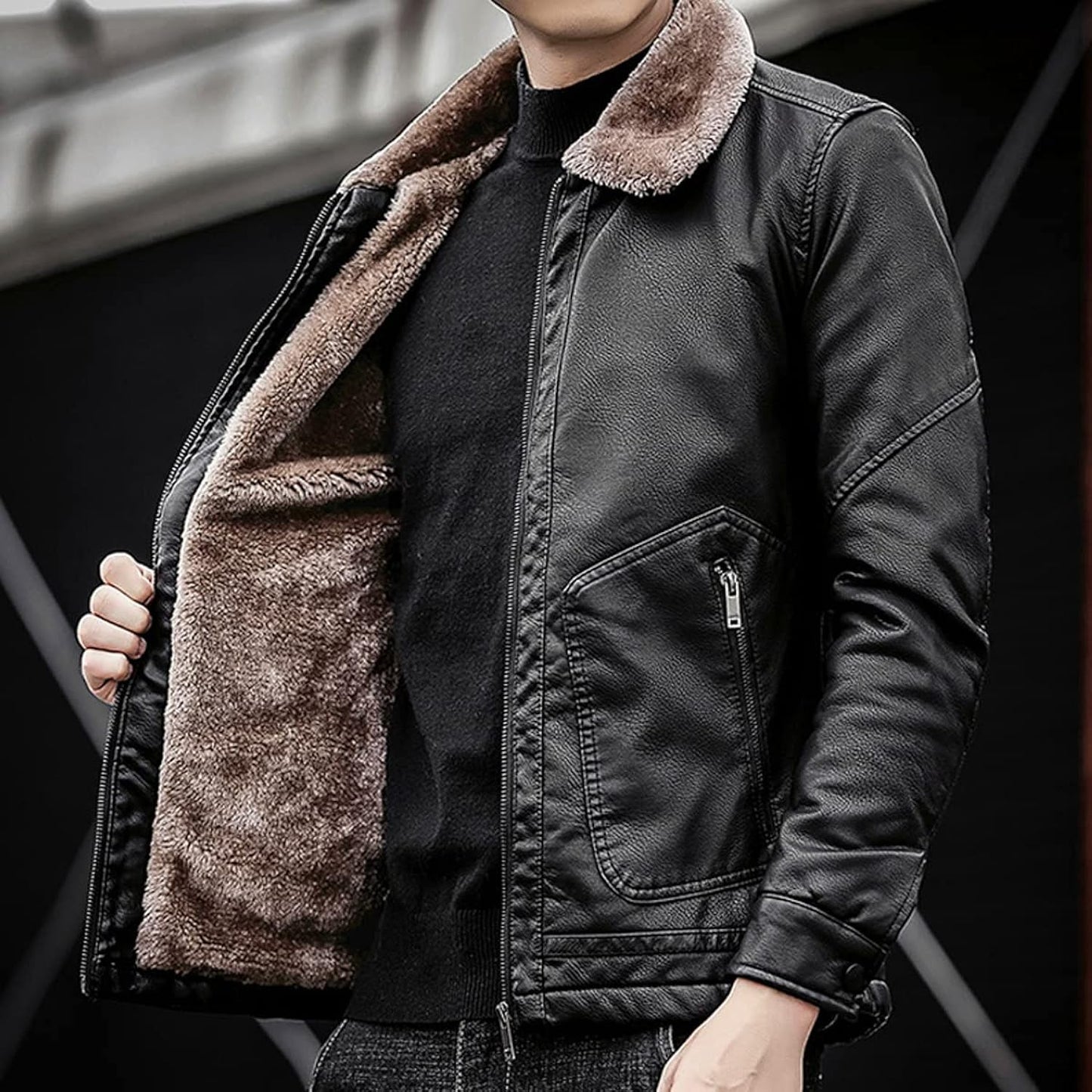 Black Luxury: Real Sheepskin, Faux Fur, Cool Windproof - Elevate Style