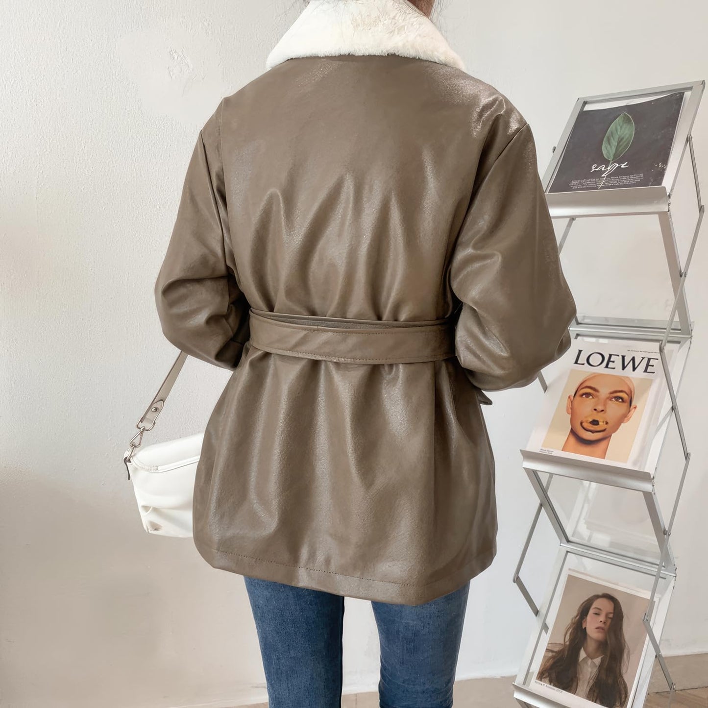 Women’s Brown Sheepskin Sherpa Jacket