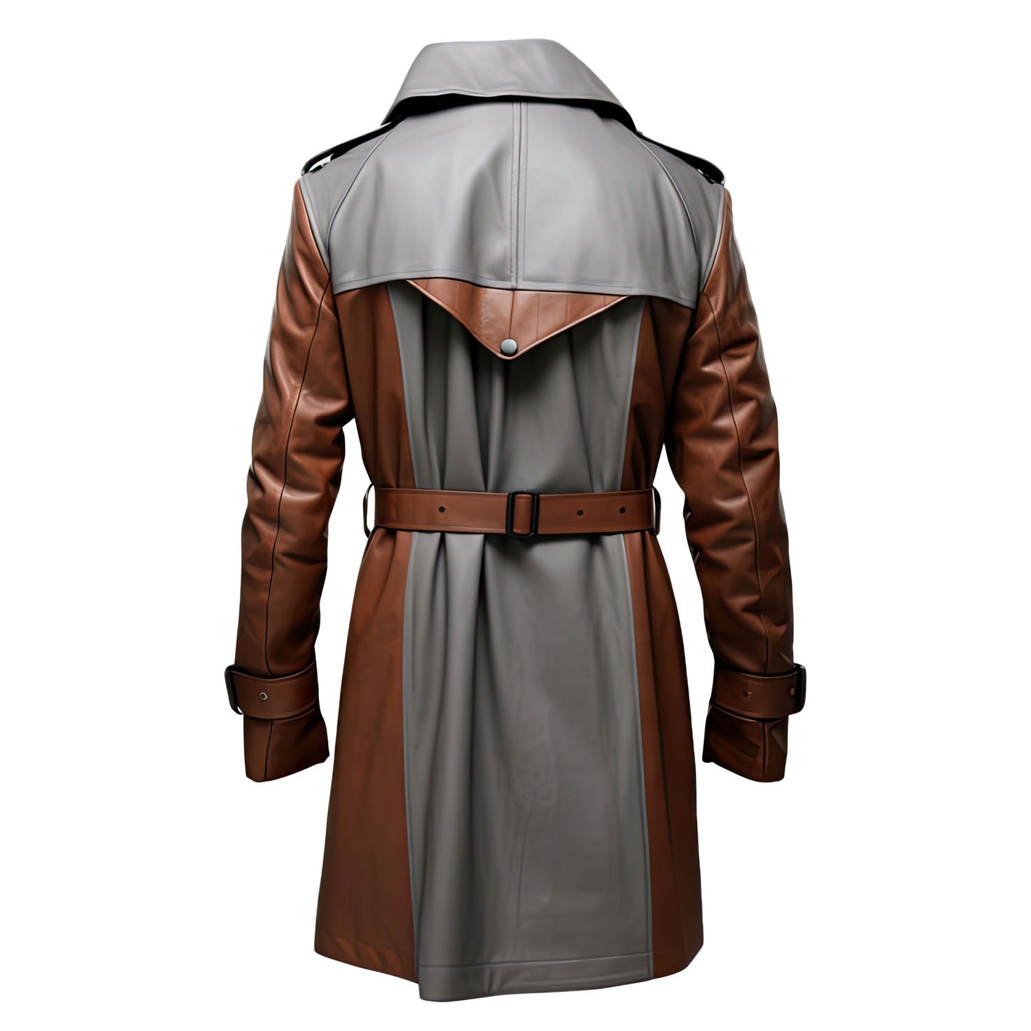 Chocolate Brown Grey Genuine Sheepskin Open Front Classy Belted Lapel Collar Lightweight Casual Leather Trench Coat |Leather coats