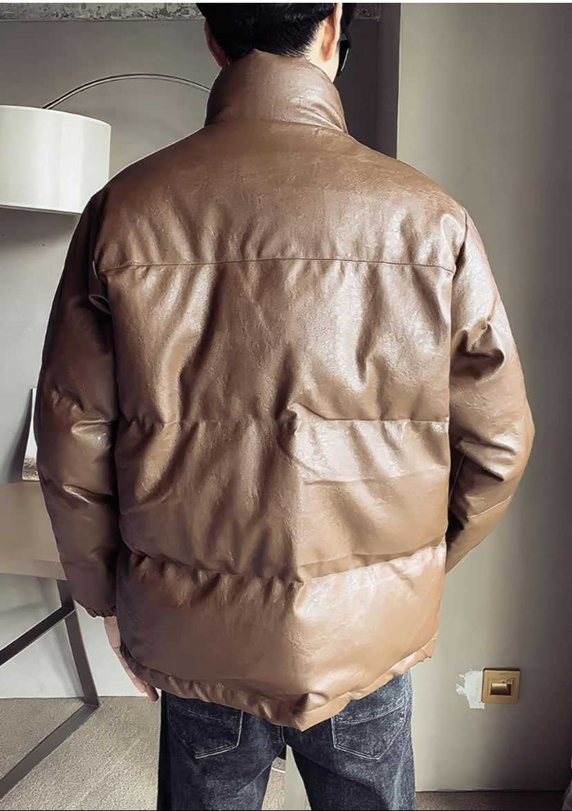 Exceptional Baggy Puffer Leather Jacket: Unrivaled Warmth & Distinctive Charm for Winter