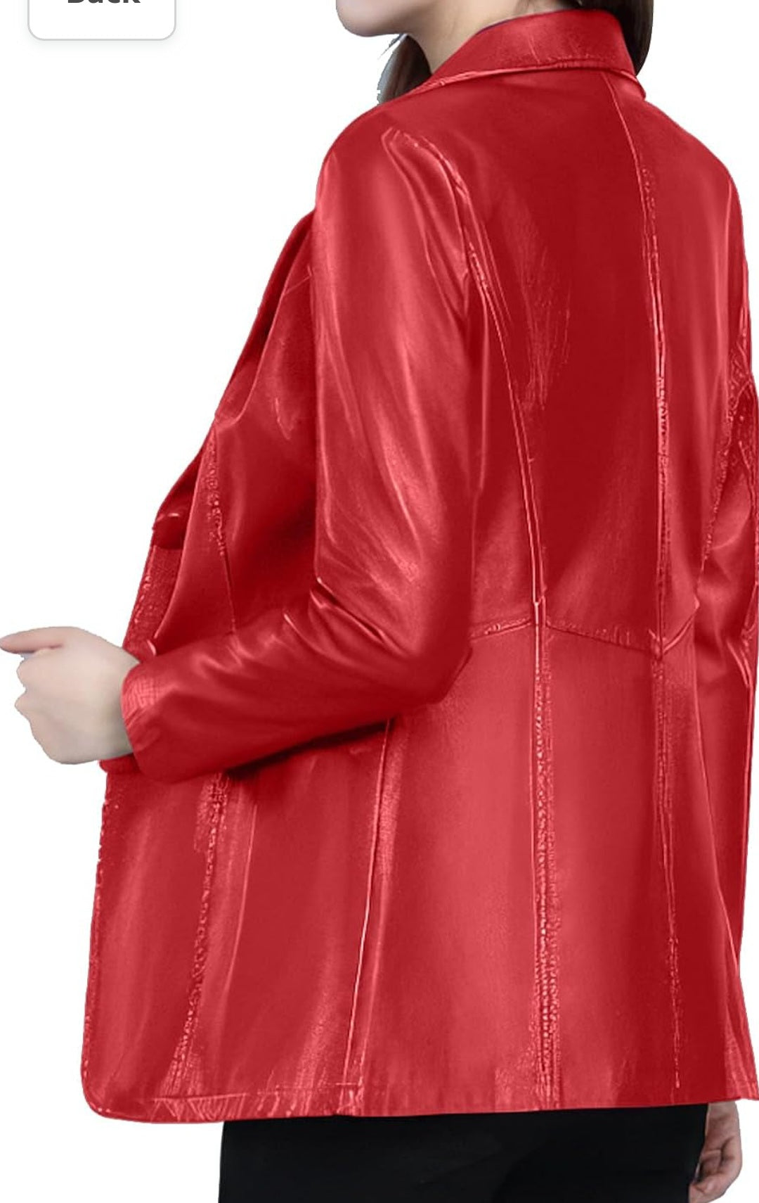 Red Sheepskin Leather Blazer: Women's Slim Fit Korean Fashion Coat