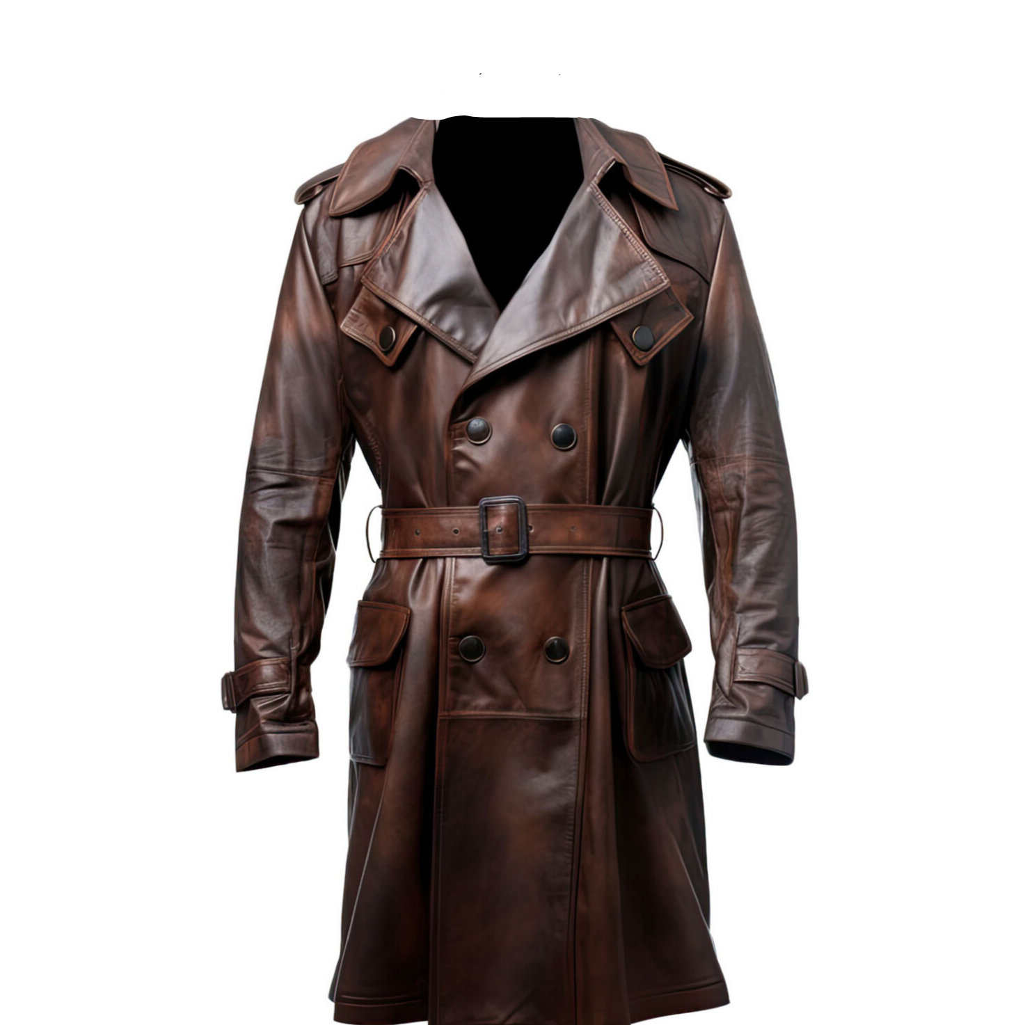 Dark Brown Trench Leather Coat jacket |Leather coats for men