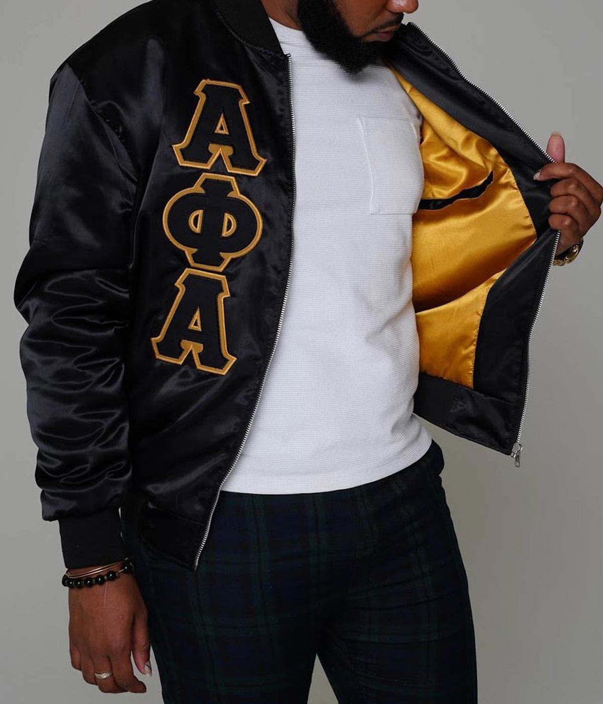 Alpha Phi Alpha Yellow/Black Bomber Jacket