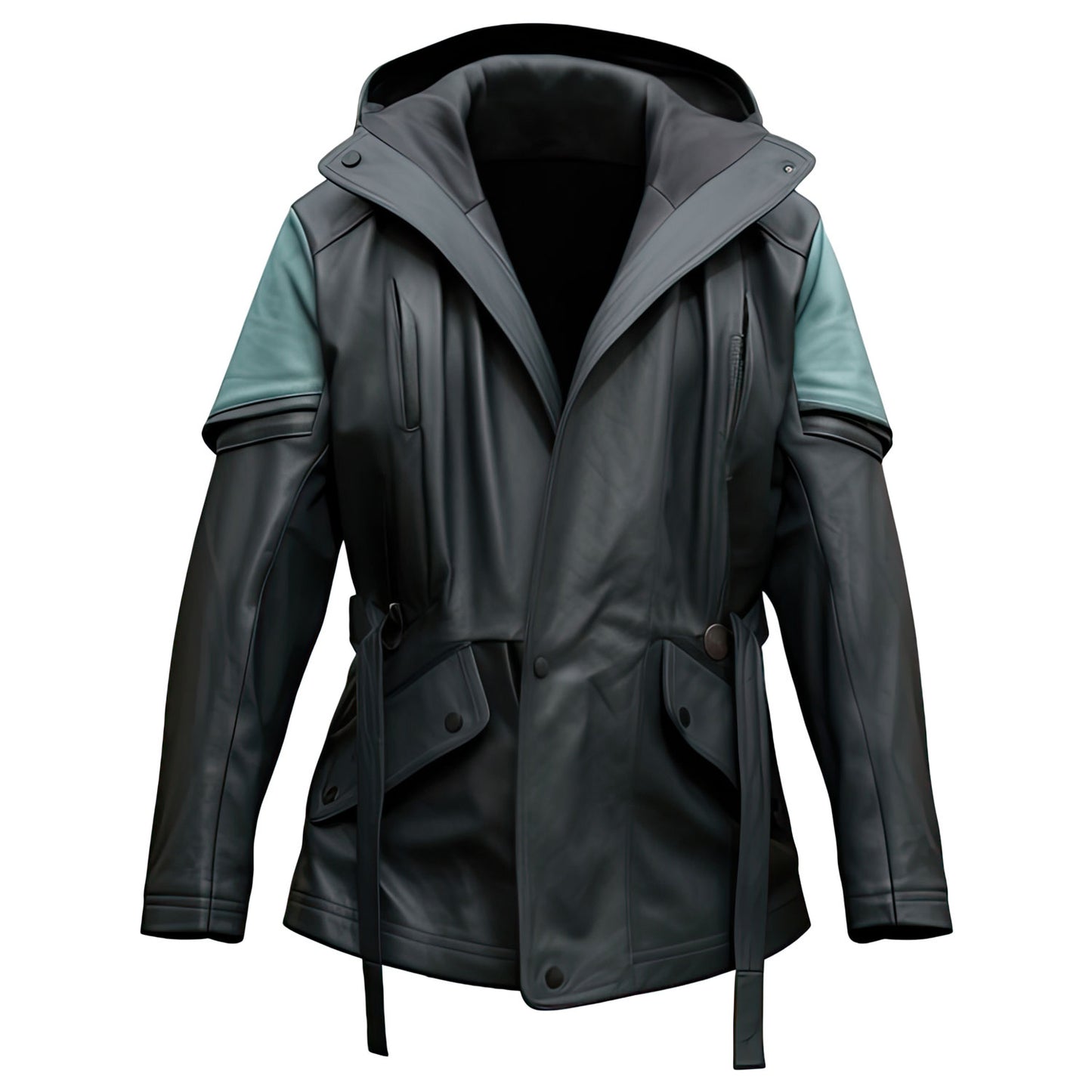 Charcoal Grey and Mint Green field Leather Coat jacket |Leather coats for men
