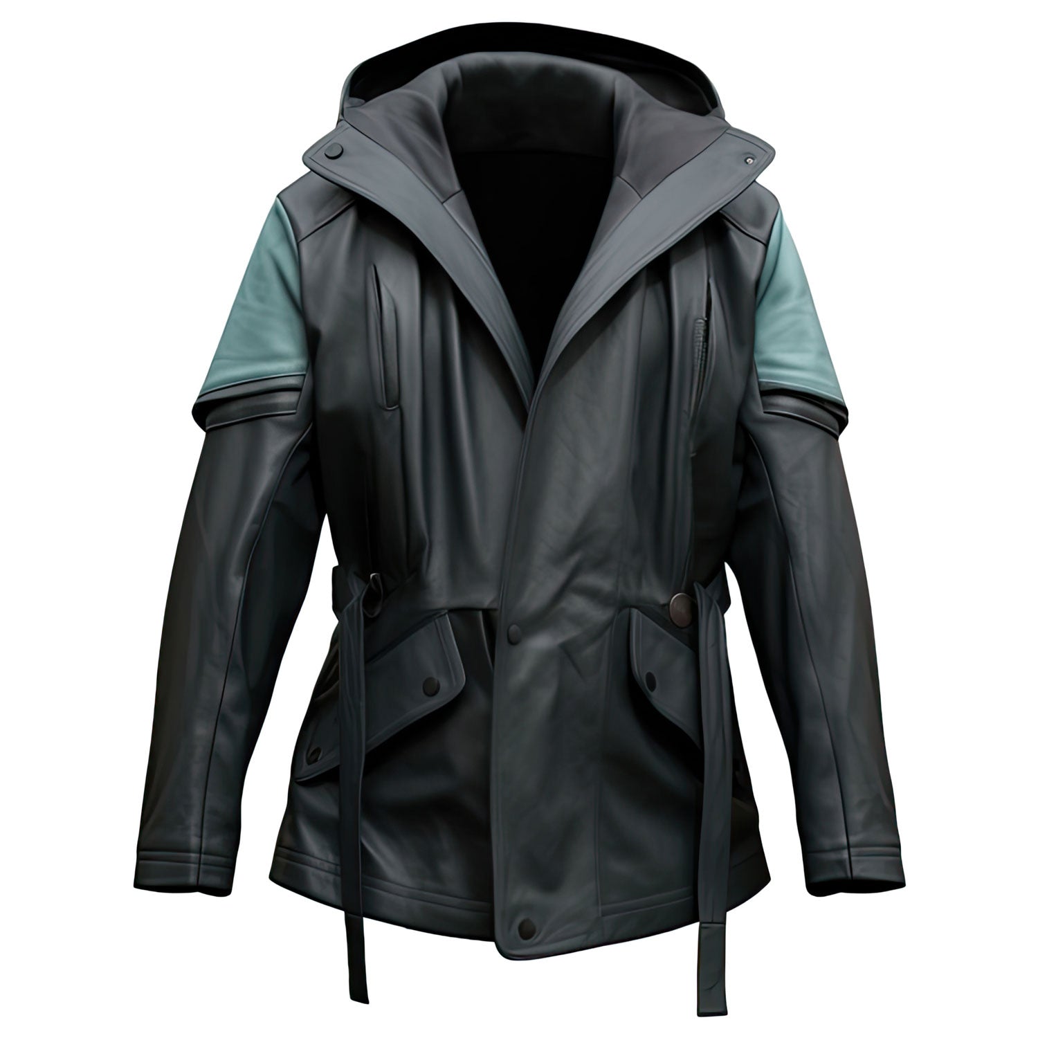 Charcoal Grey and Mint Green field Leather Coat jacket |Leather coats for men