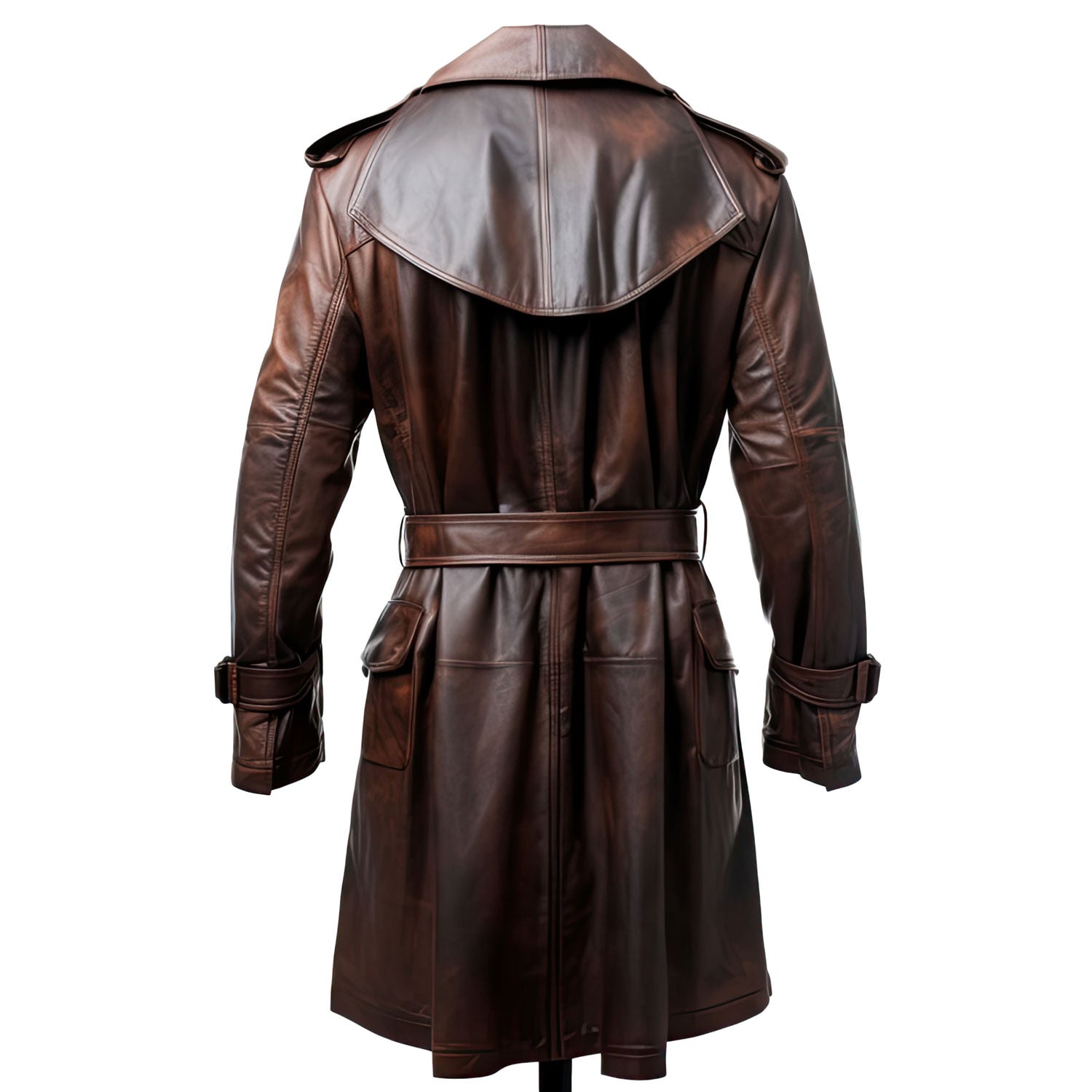Dark Brown Trench Leather Coat jacket |Leather coats for men