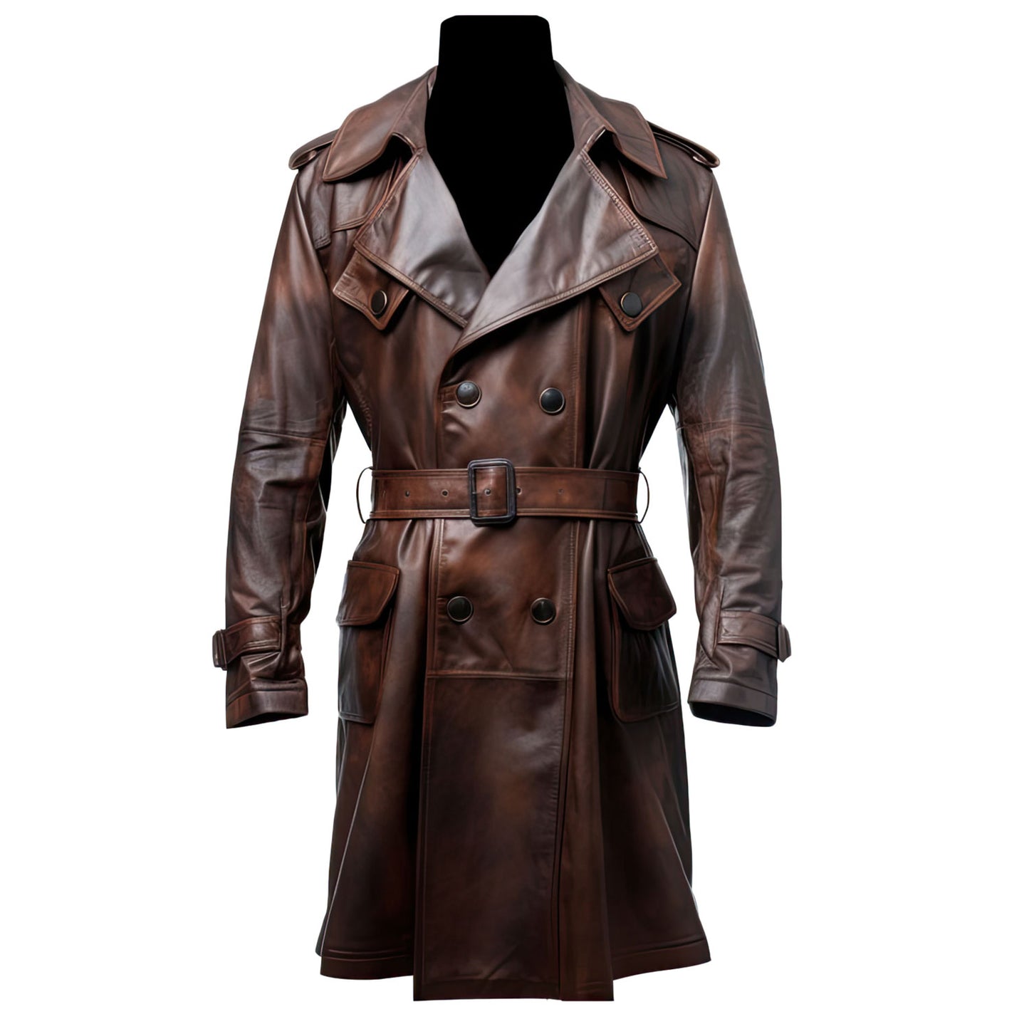 Dark Brown Trench Leather Coat jacket |Leather coats for men