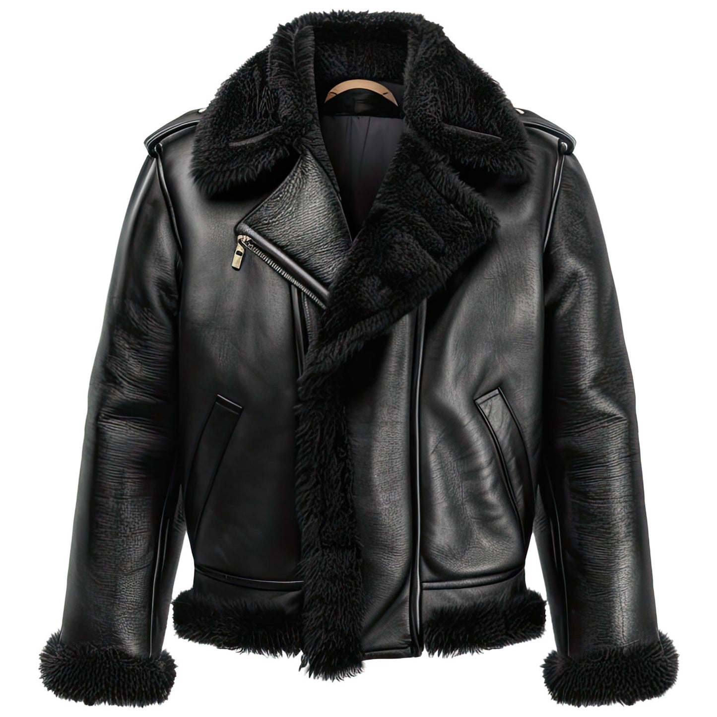 Jet Black Leather Aviator Coat Jacket Gift for Men|Leather coats for men