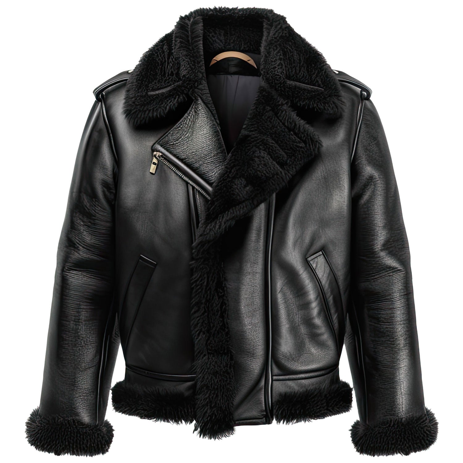 Jet Black Leather Aviator Coat Jacket Gift for Men|Leather coats for men