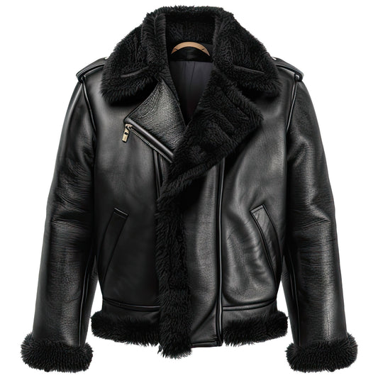 Jet Black Leather Aviator Coat Jacket Gift for Men|Leather coats for men