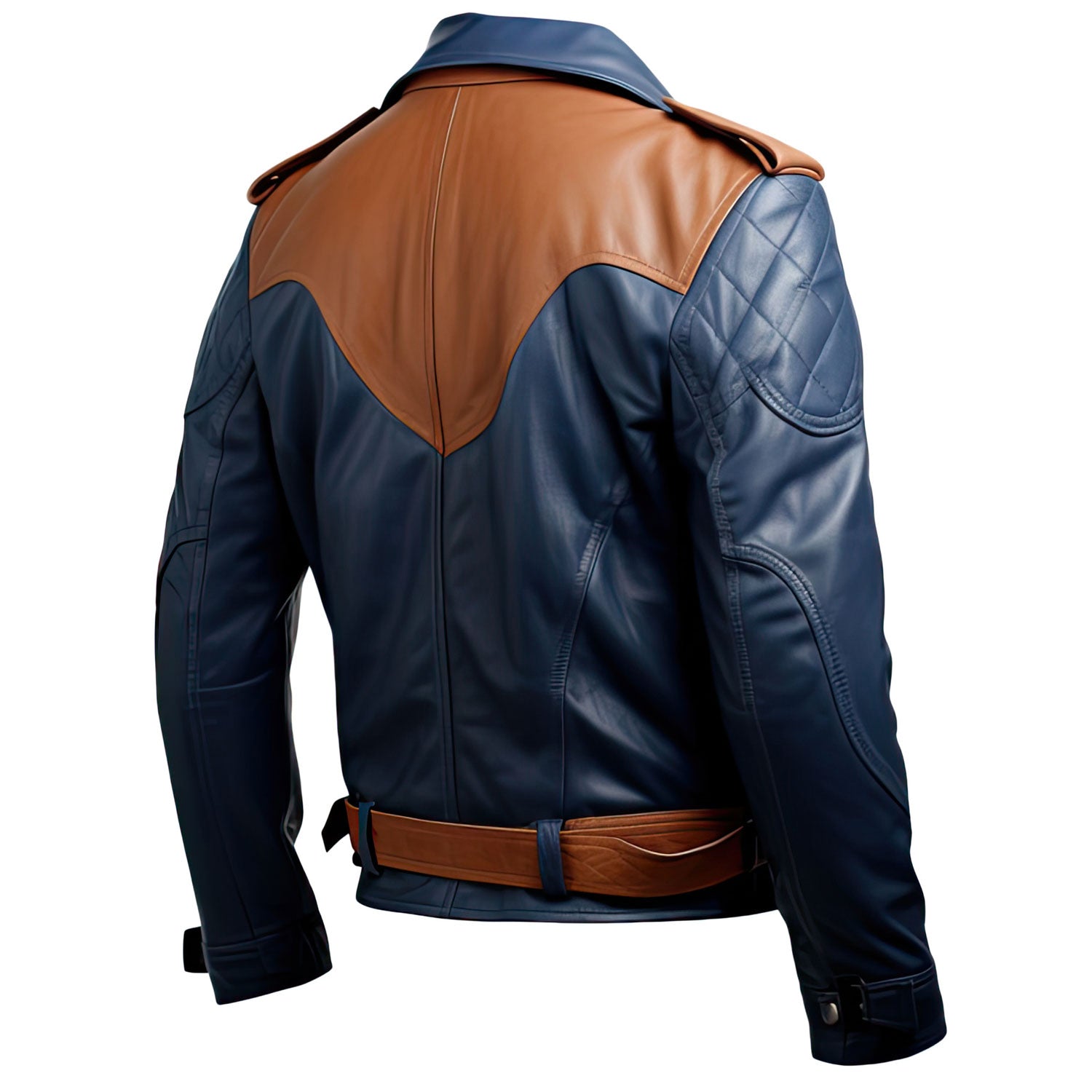 Navy Blue and Brown Rider Classic Biker Leather Jackets