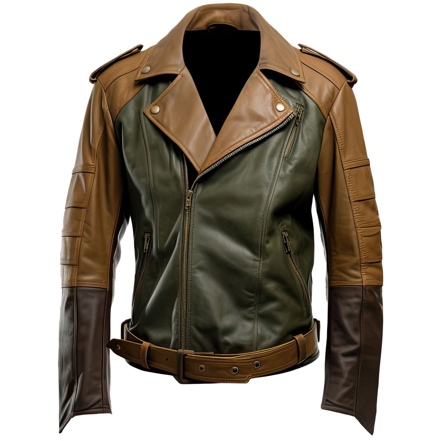 Premium Men’s Sheepskin Motorcycle Biker Leather Jacket with Lapel Collar and Adjustable Waist Gift for Men|Leather coats for men