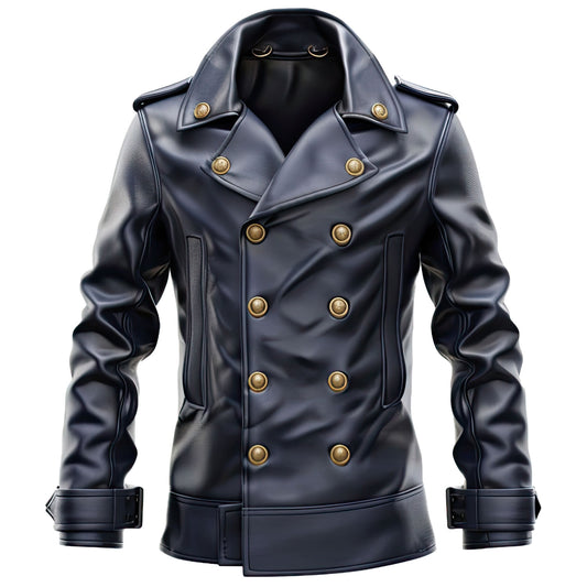 Exquisite Genuine Sheepskin Leather Peacoat - Ideal for Spring & Fall Fashion!