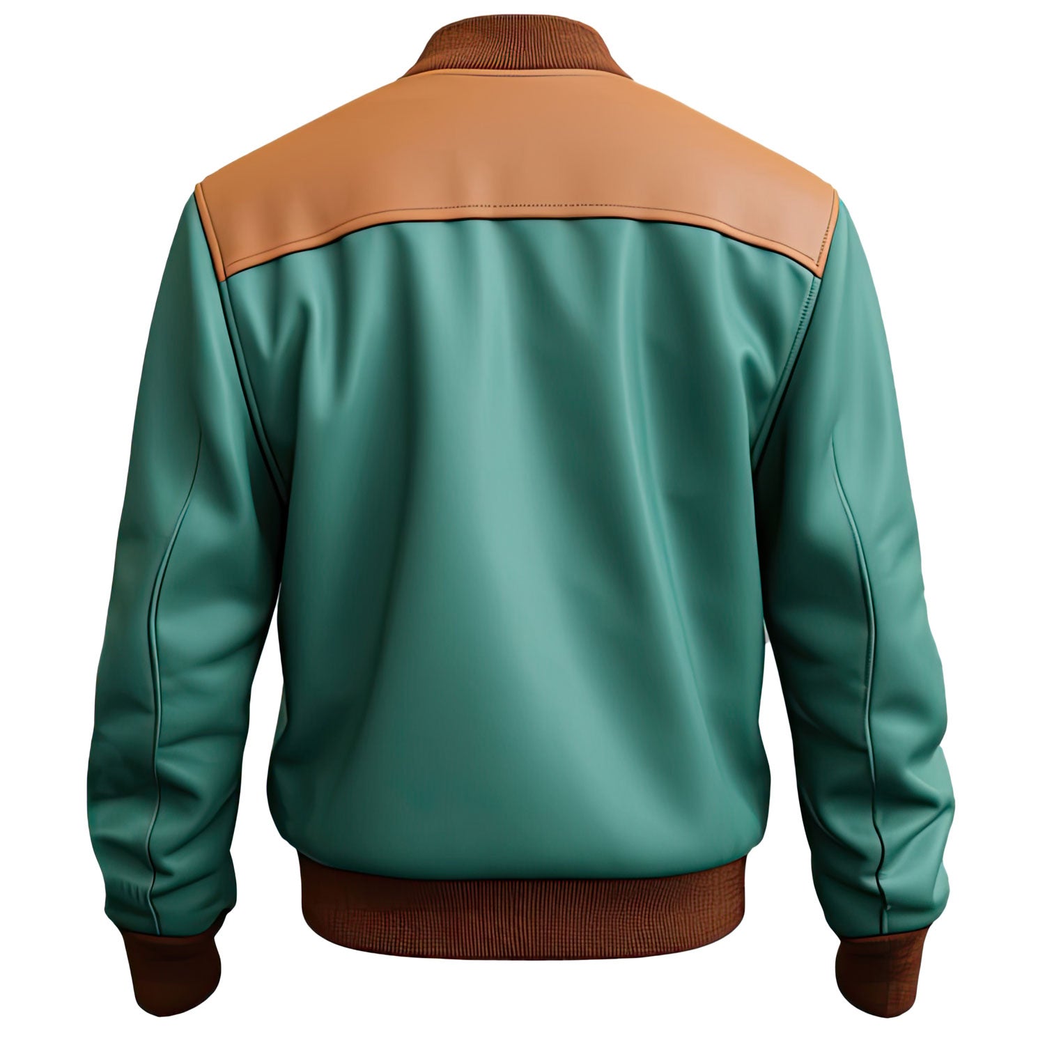 Sea Green,Brown and white Leather Jacket