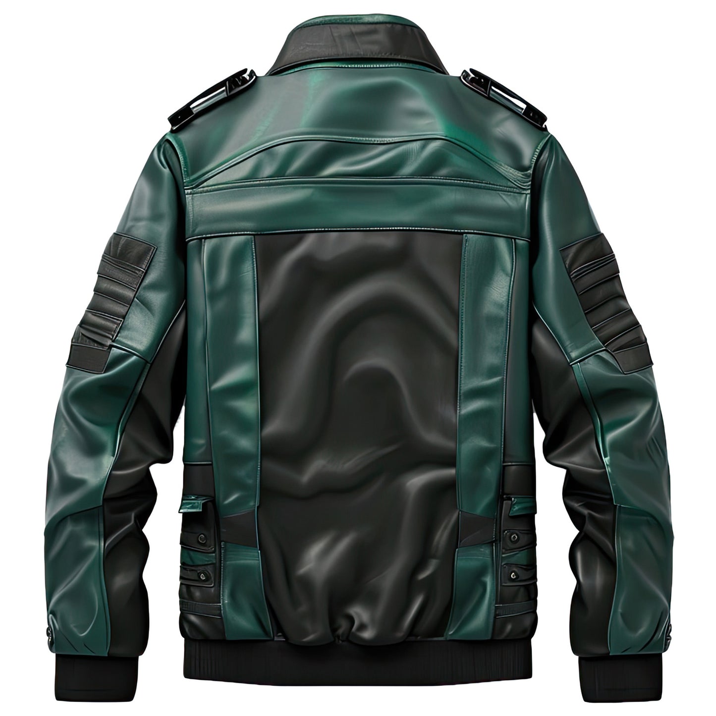 Men’s Stylish Forest Green and black Trucker Leather Jacket Gift for Men|Leather coats for men