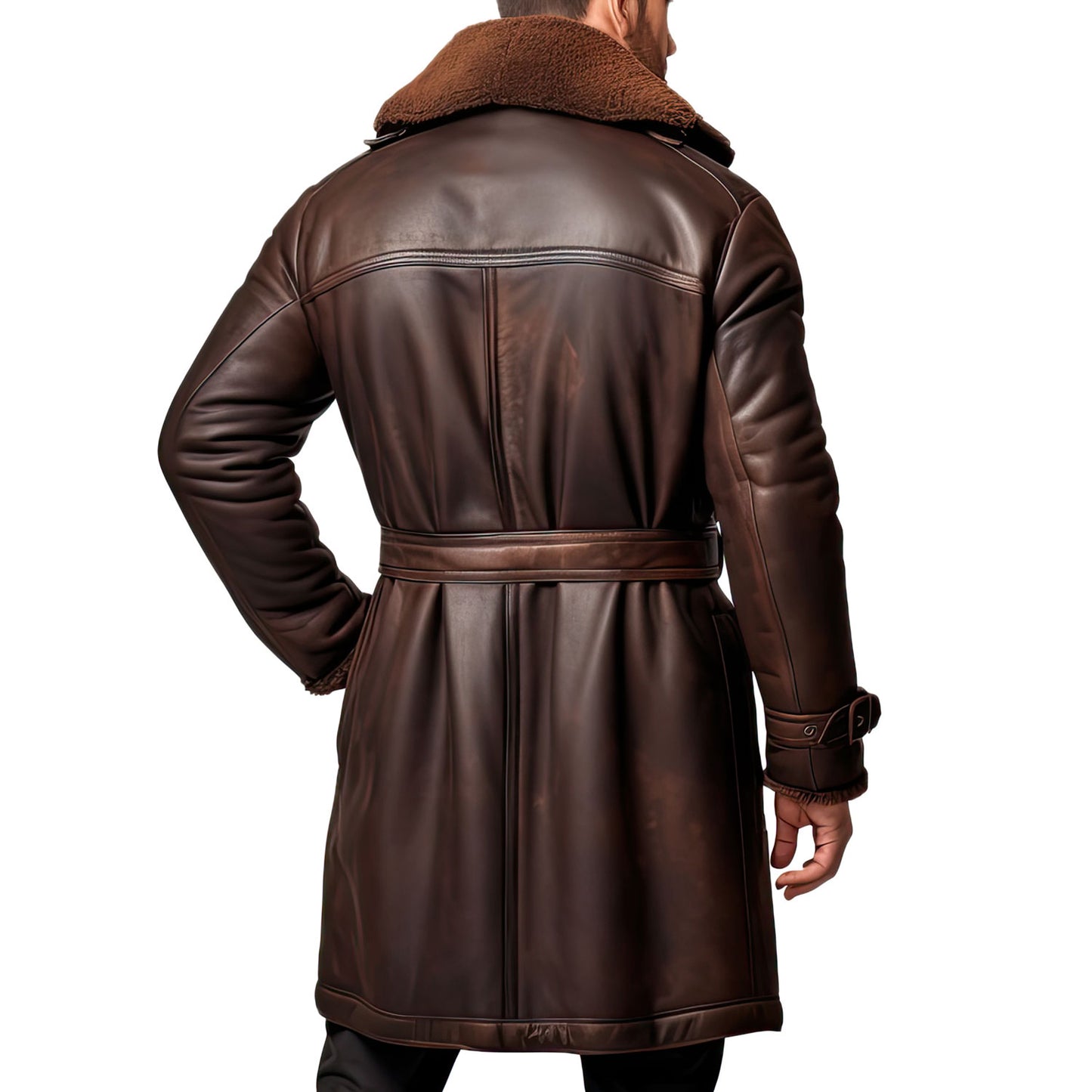 Dark Brown Aviator style Leather Coat jacket |Leather coats for men