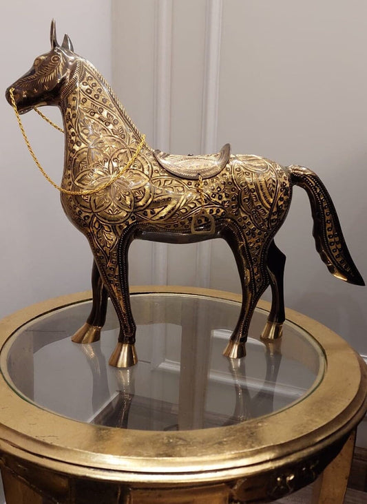 21-Inch Big Horse Brass Statue, 4.3kg Showpiece