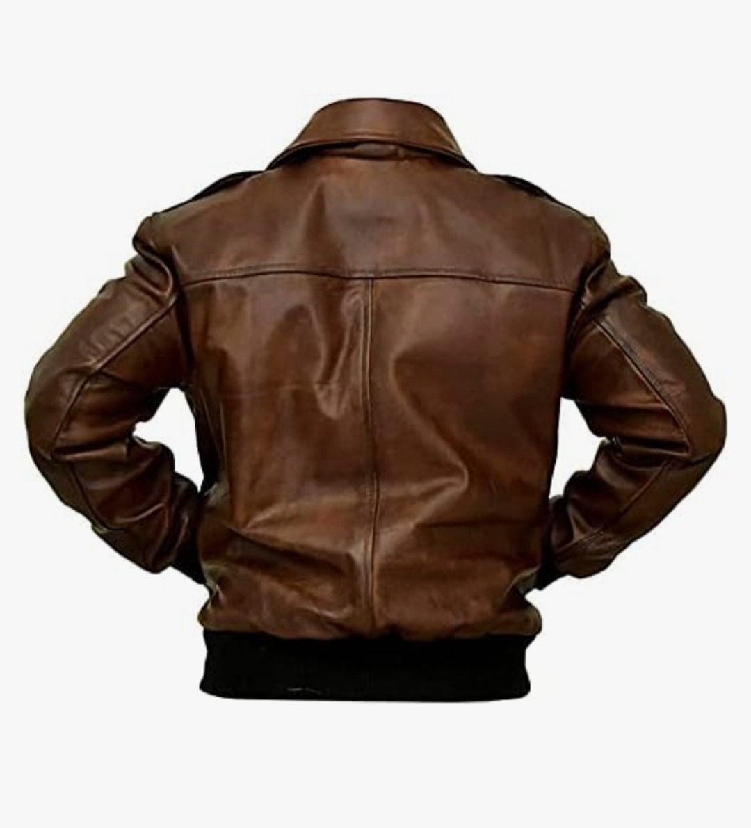 Brown Leather Aviator Bomber Jacket