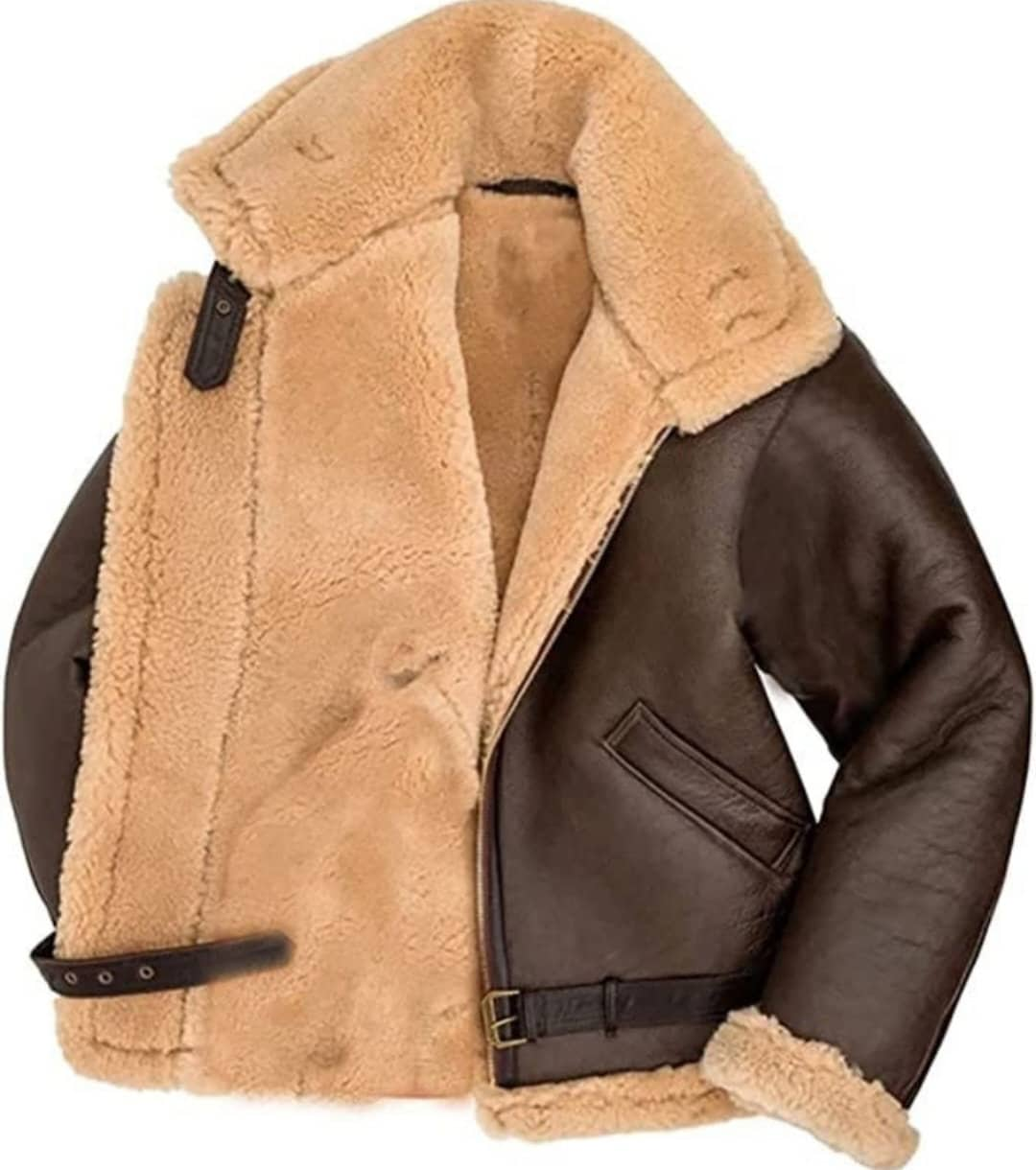 Men's Bomber Shearling Fur Motorcycle Jacket