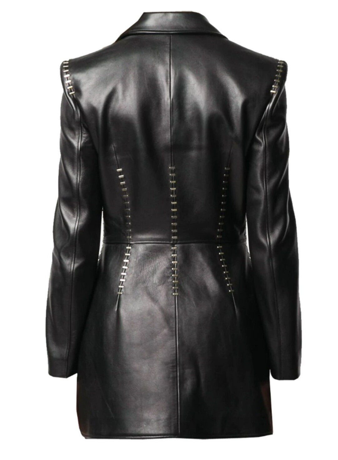Women's Coat Black Genuine Leather Long Coat