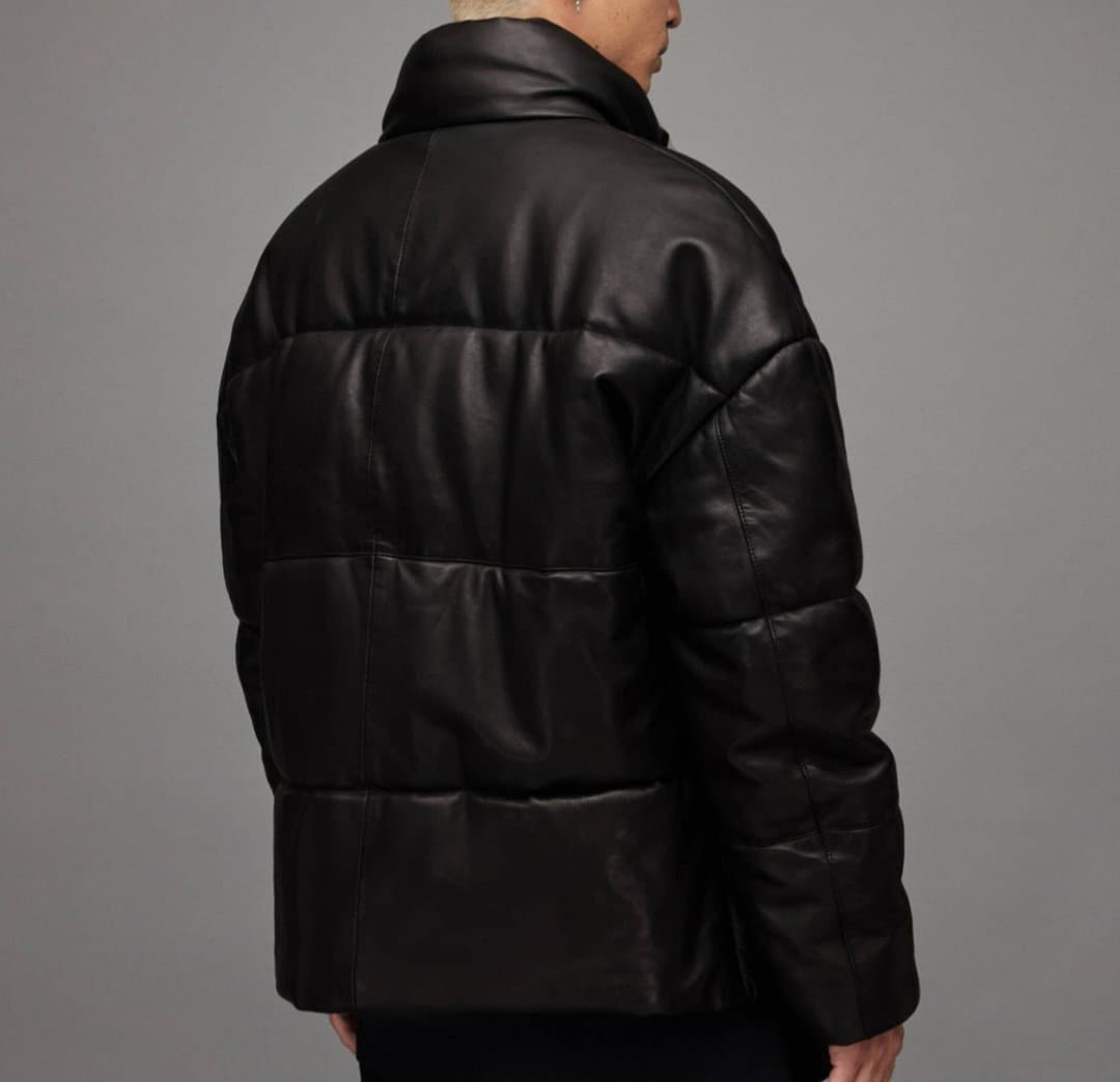Men's Leather Puffer Jacket