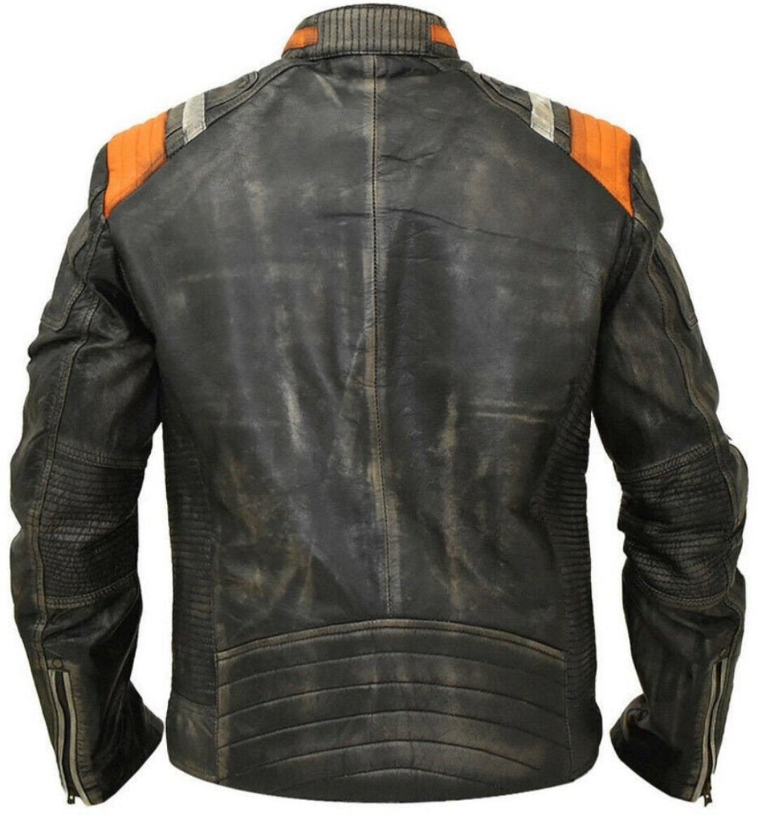 Retro Cafe Racer Leather Jacket for Men