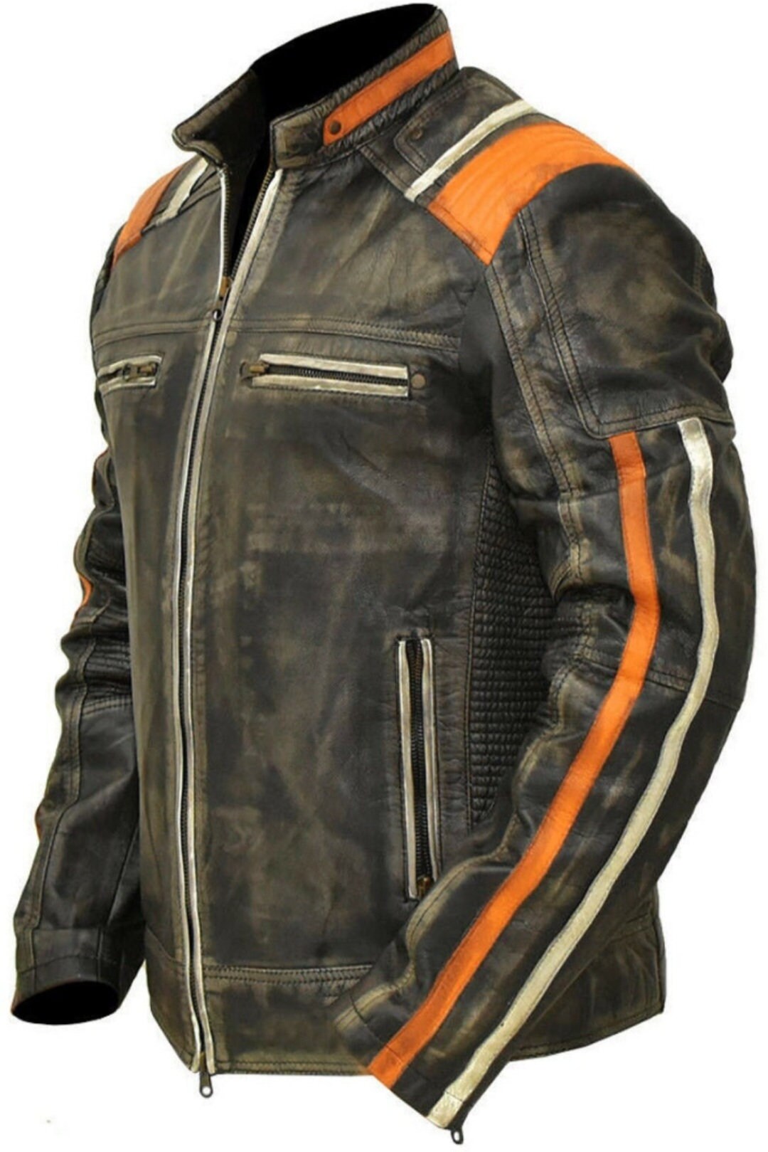 Retro Cafe Racer Leather Jacket for Men