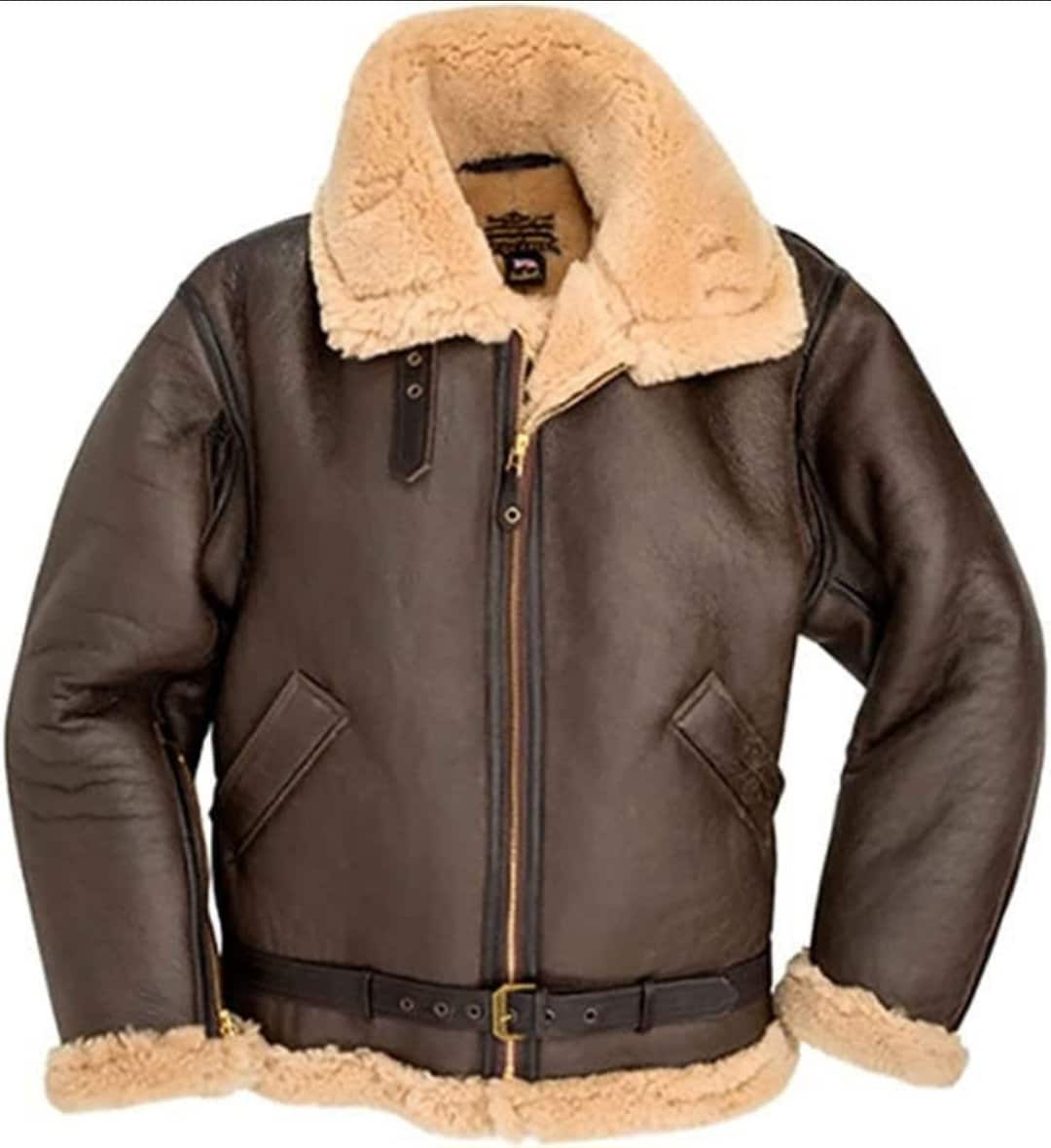 Men's Bomber Shearling Fur Motorcycle Jacket