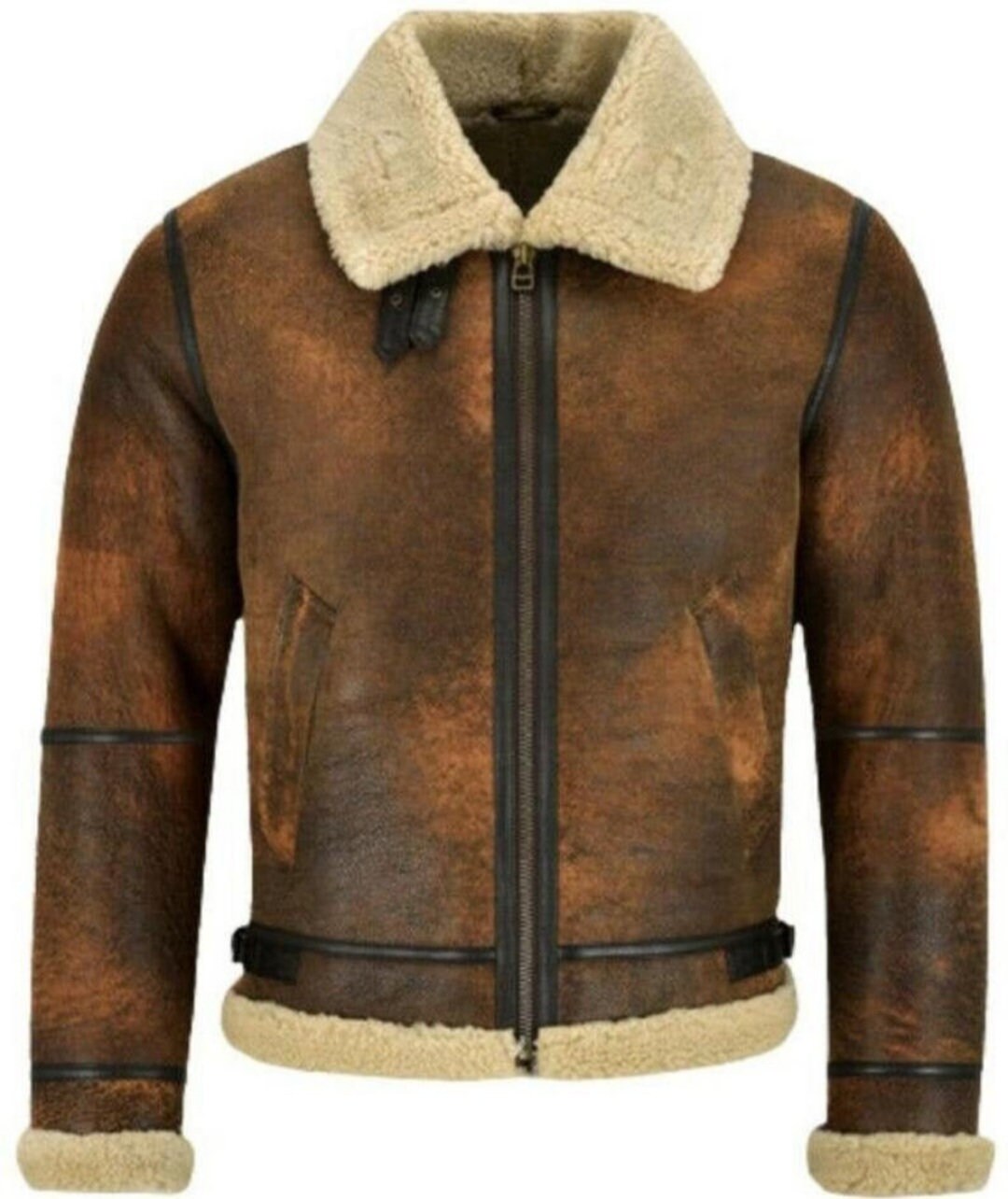 Men's Bomber Shearling Fur Motorcycle Jacket