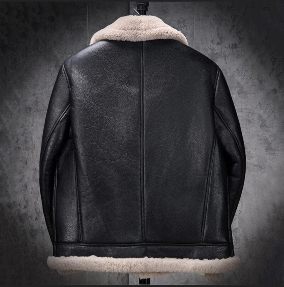 Men's Bomber Shearling Fur Motorcycle Jacket