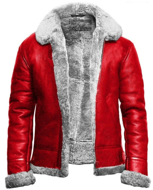 Christmas Red A2 Bomber Aviator Leather Jacket