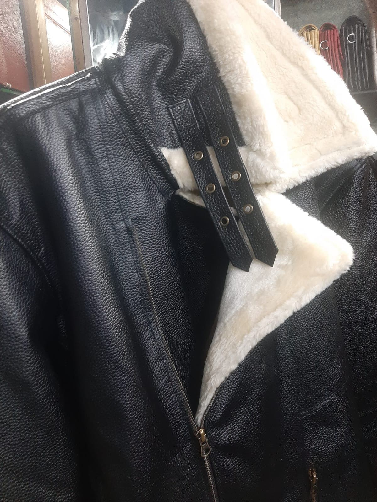 Men's Bomber Shearling Fur Motorcycle Jacket