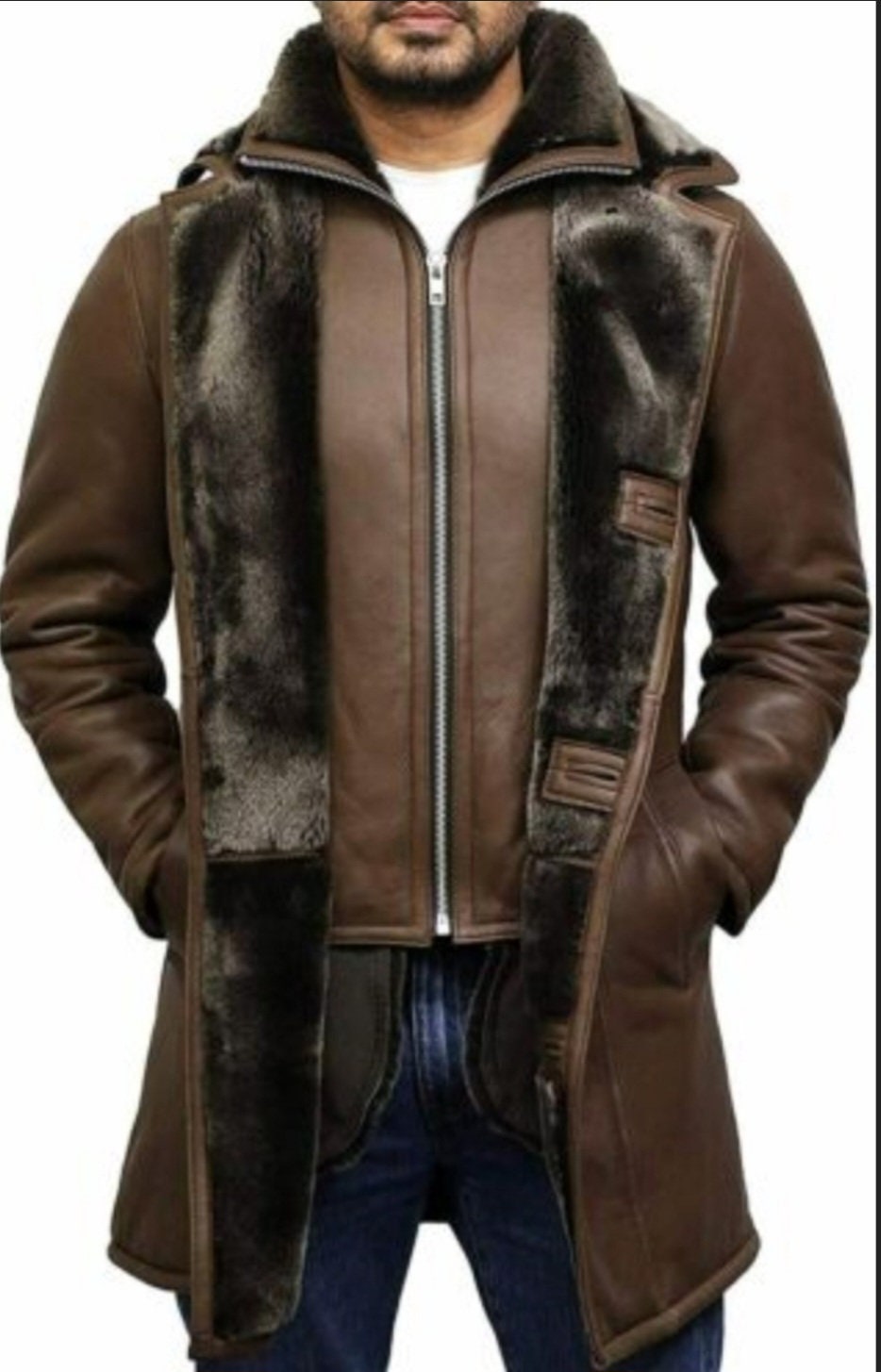 Men’s Bomber Fur Shearling Sheepskin Leather Coat